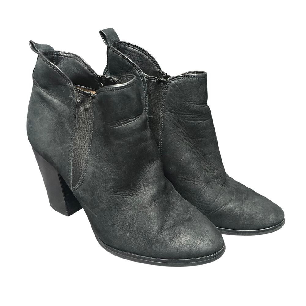 Michael Kors Black Leather Pull On Closed Toe Ankle Booties Heeled Shoes